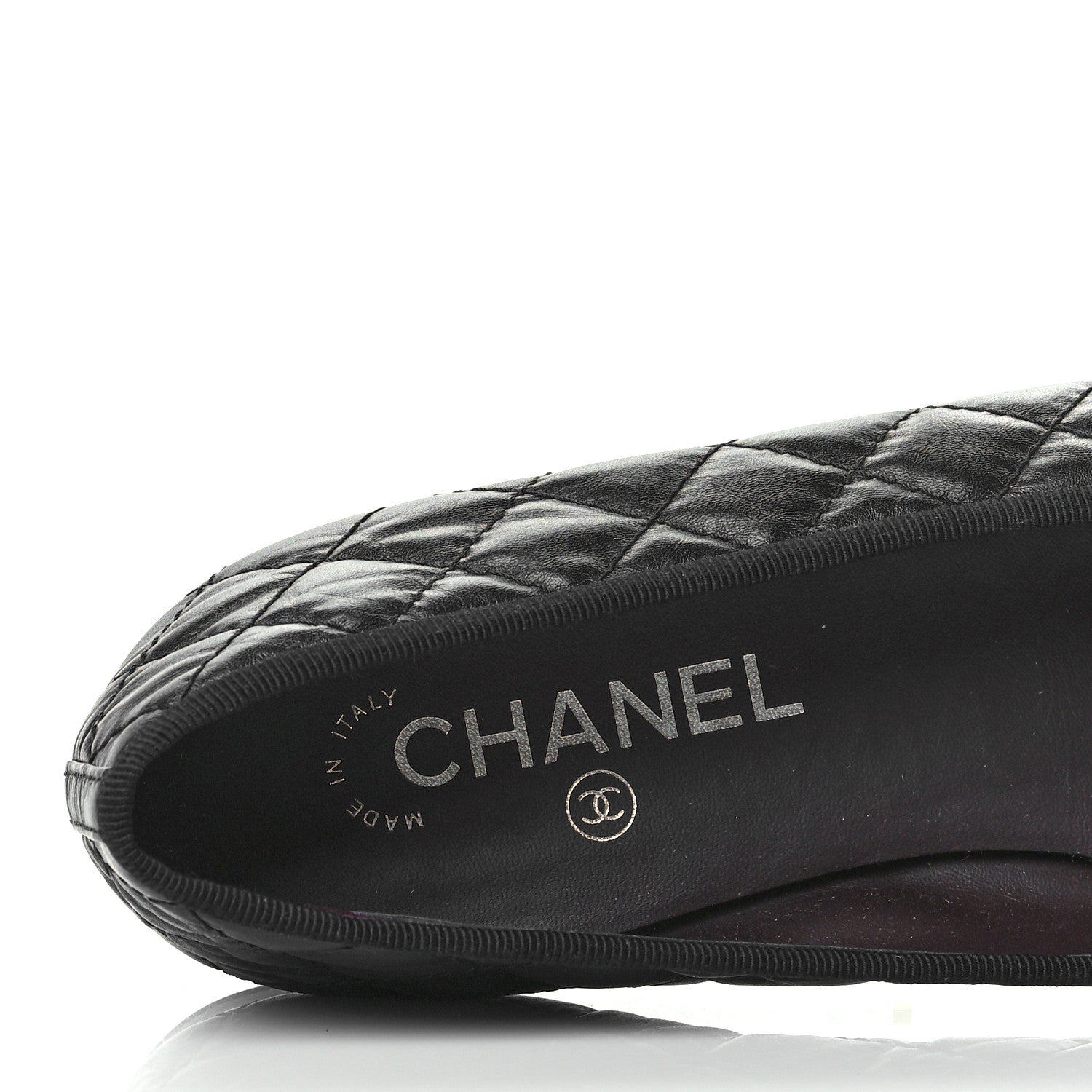 Chanel Aged Calfskin Quilted CC Cap Toe Ballerina Flats 40.5 Black 7 of 8