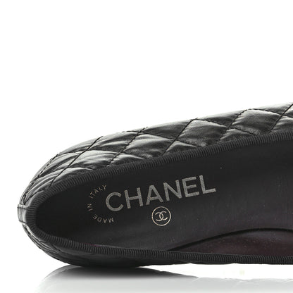 Chanel Aged Calfskin Quilted CC Cap Toe Ballerina Flats 40.5 Black 7 of 8