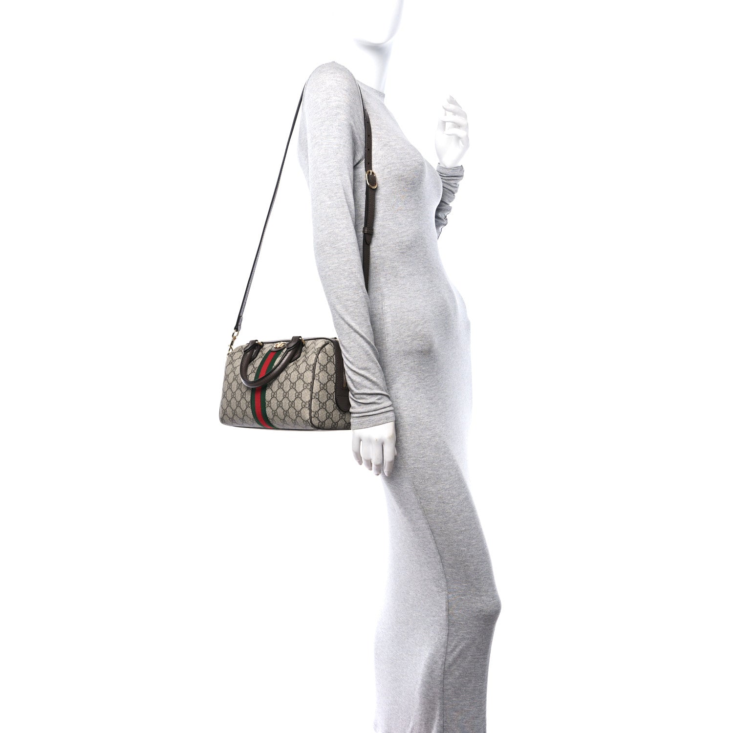 Gucci GG Supreme Monogram Web Small Ophidia Top Handle Bag Beige Ebony 2 of 11