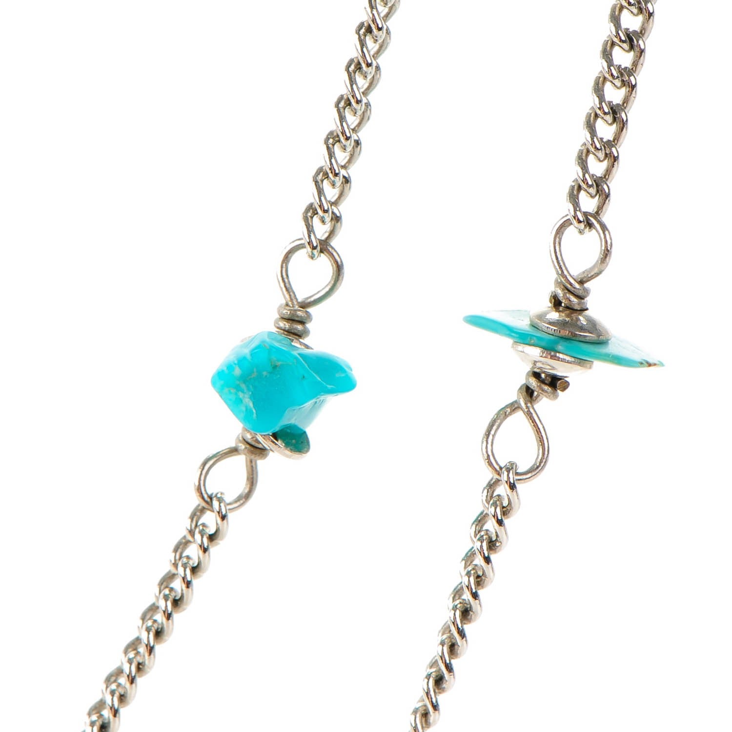 Chanel Turquoise CC Long Chain Necklace Silver 4 of 7