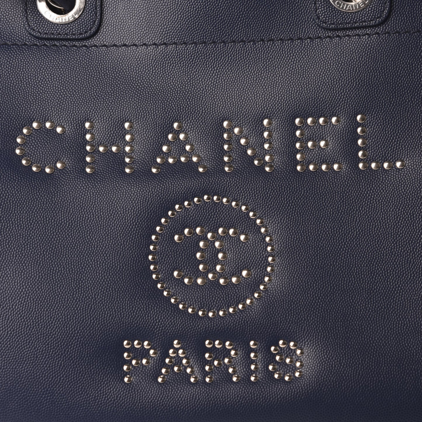 Caviar Large Studded Deauville Tote Navy