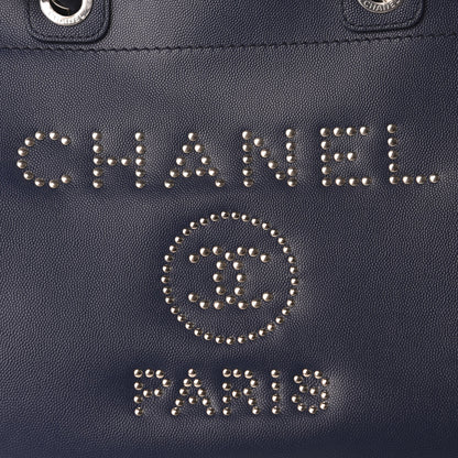 Chanel Caviar Large Studded Deauville Tote Navy 10 of 10