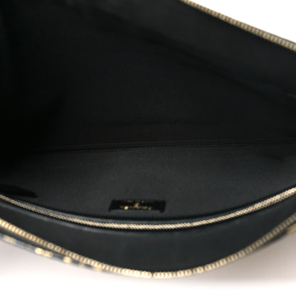 Chanel Calfskin Crocodile Embossed Graffiti 2.55 Large Cocodile Reissue Cosmetic Case Black Gold 5 of 9