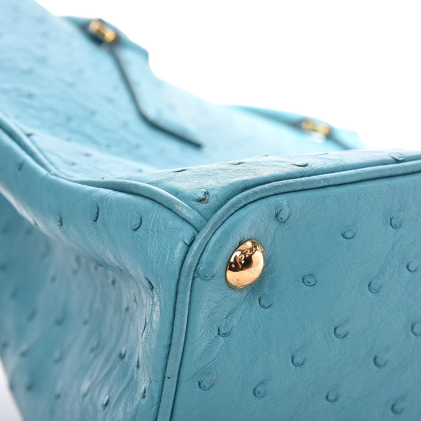 Ostrich Medium Galleria Double Zip Tote Turchese