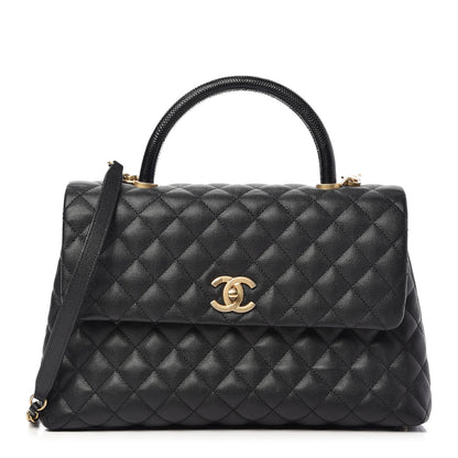 Chanel Caviar Lizard Quilted Medium Coco Handle Flap Black 1 of 9