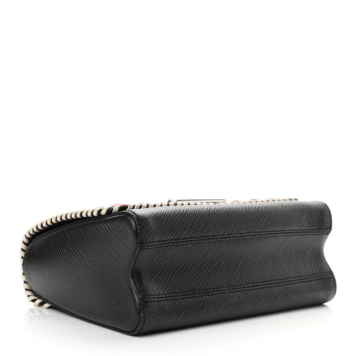 Epi Embroidered Twist Shoulder Bag MM Black