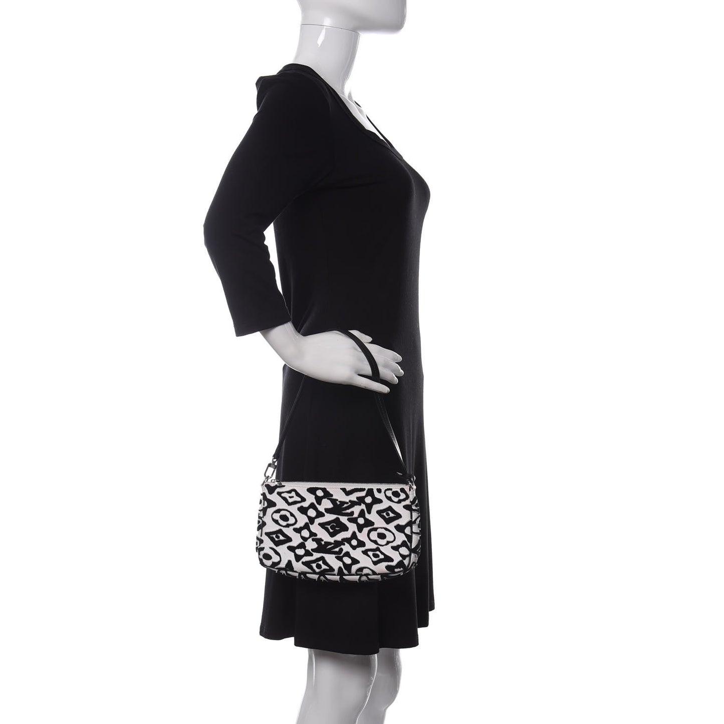 X UF Tufted Monogram Pochette Accessories White Black