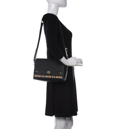 Burberry Grainy Calfskin Vintage Check Note Crossbody Bag Black 2 of 11