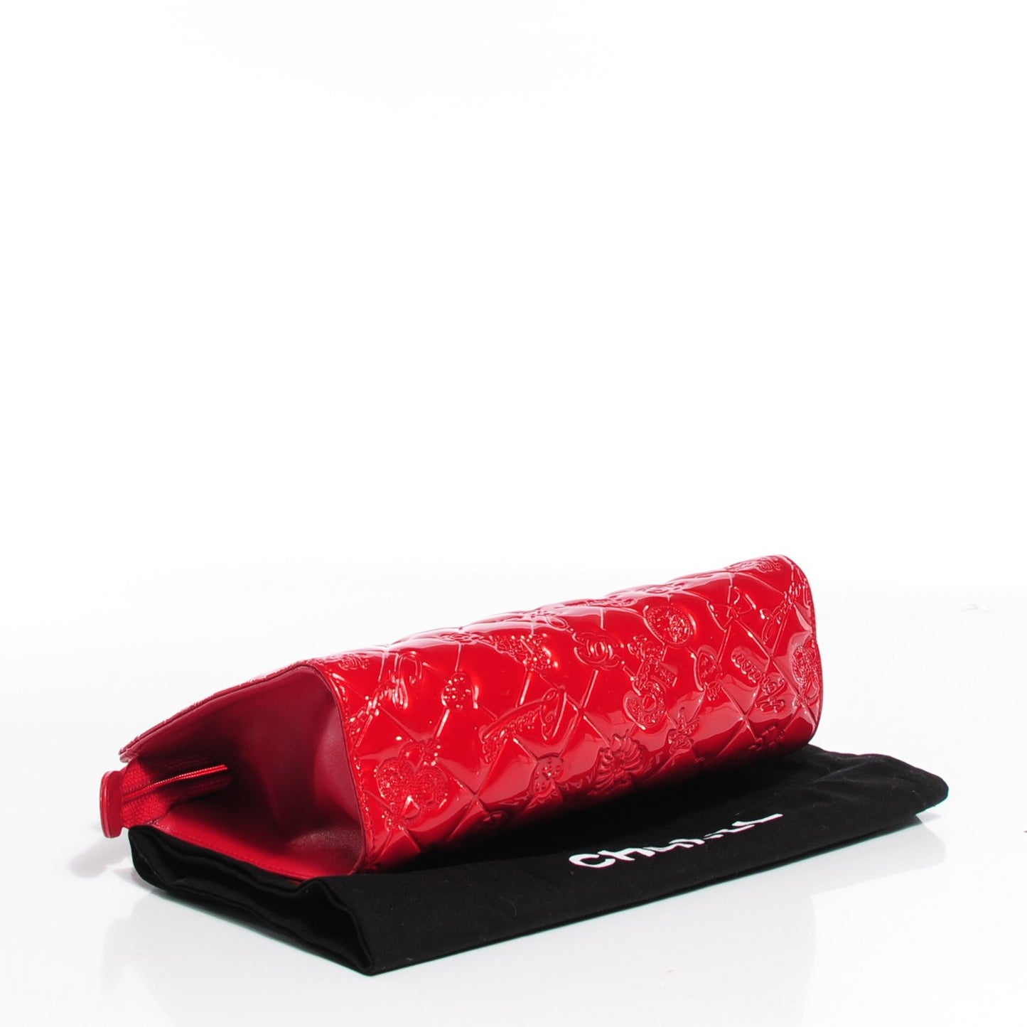 Patent Calfskin Lucky Symbols Pochette Red