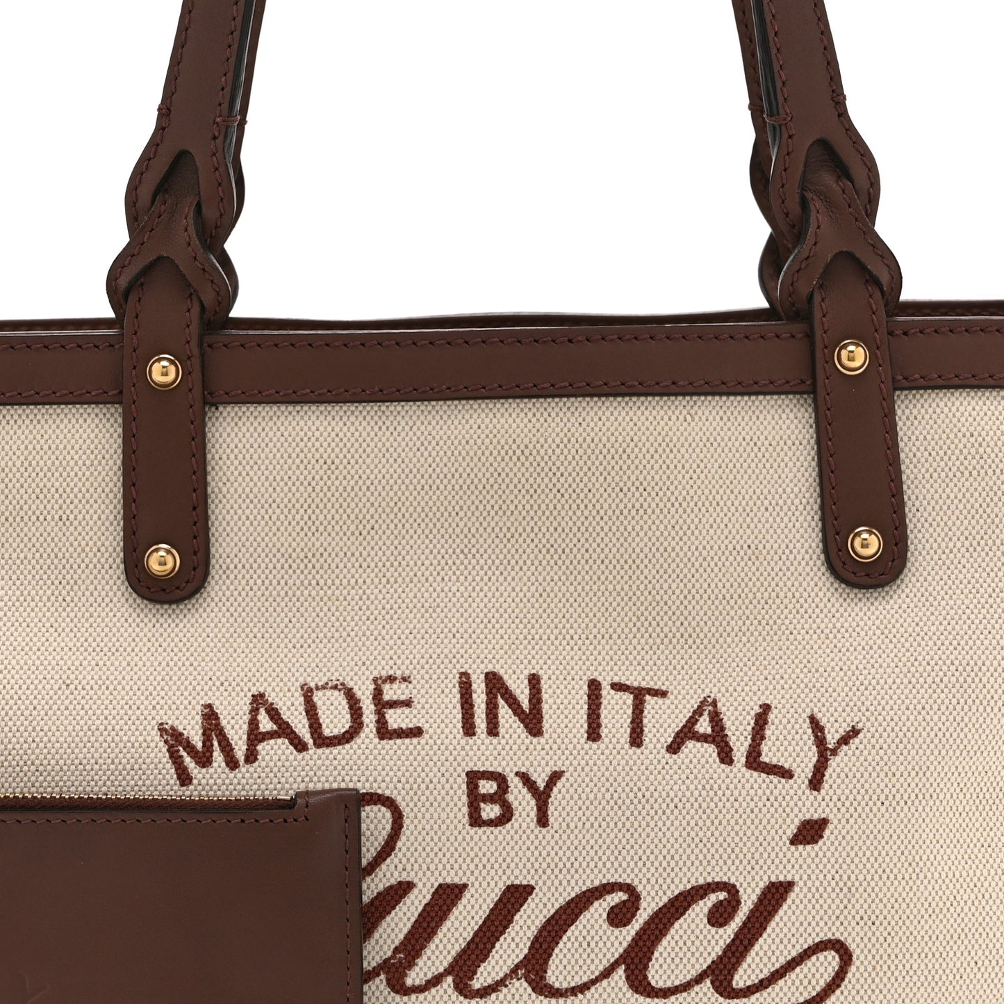 Canvas Calfskin Small Craft Tote Brown