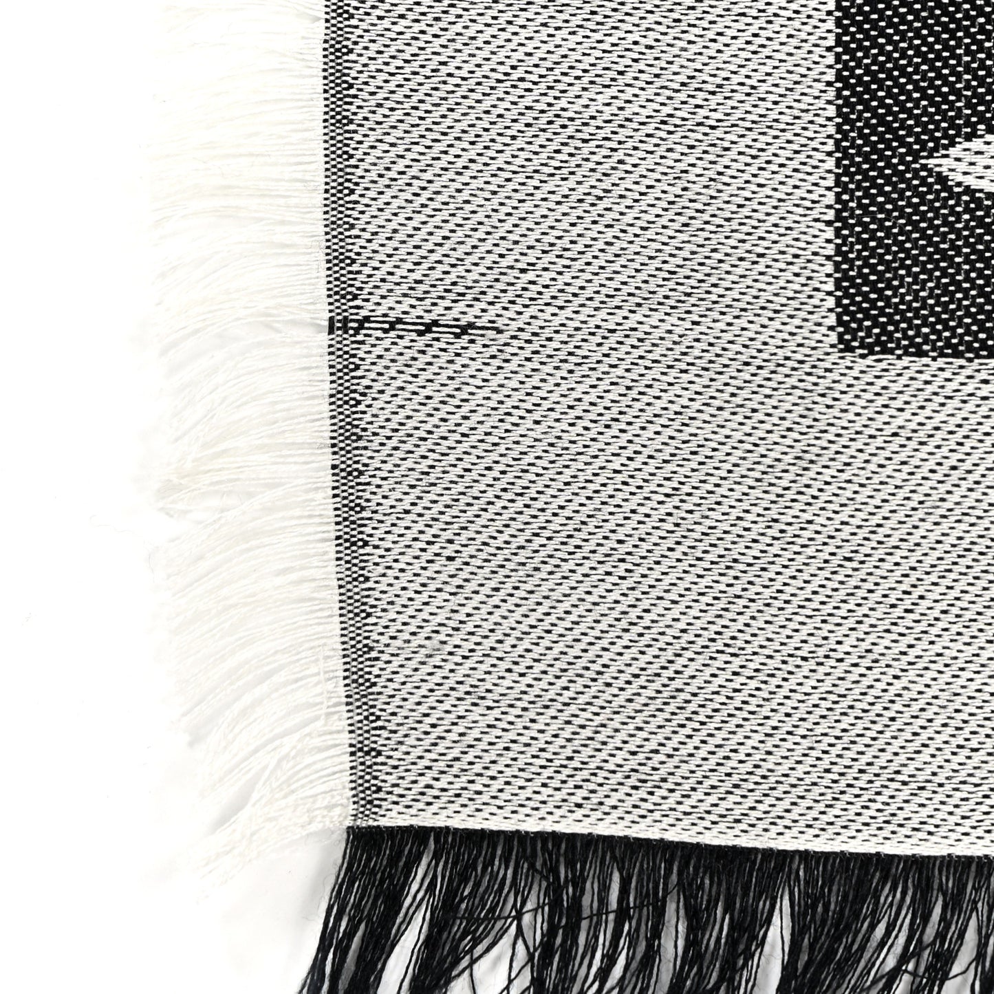 Silk Wool Monogram Denim Shawl Black