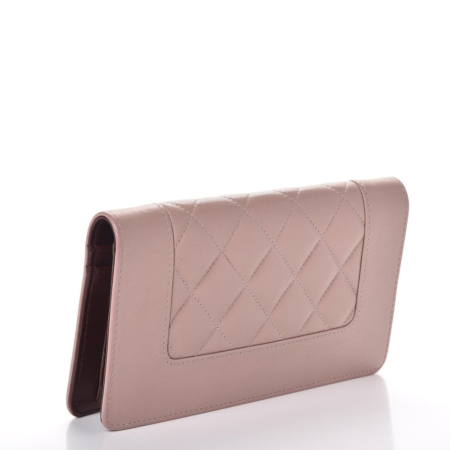 Sheepskin Quilted Mademoiselle Vintage Yen Wallet Pink