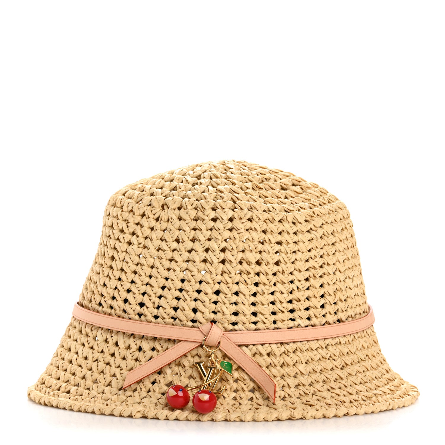 Louis Vuitton LV X TM Raffia Cerise Charms Woven Hat S Natural 3 of 8