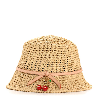 Louis Vuitton LV X TM Raffia Cerise Charms Woven Hat S Natural 3 of 8