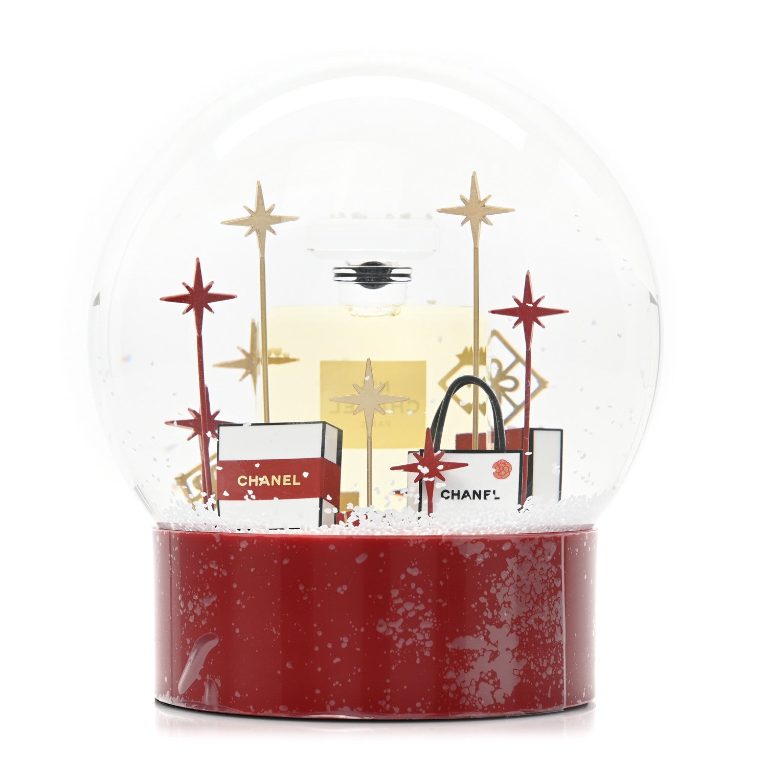 Chanel Glass N°5 Perfume Bottle Snow Globe Red 4 of 6