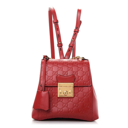 Gucci Guccissima Signature Padlock Backpack Hibiscus Red 1 of 8