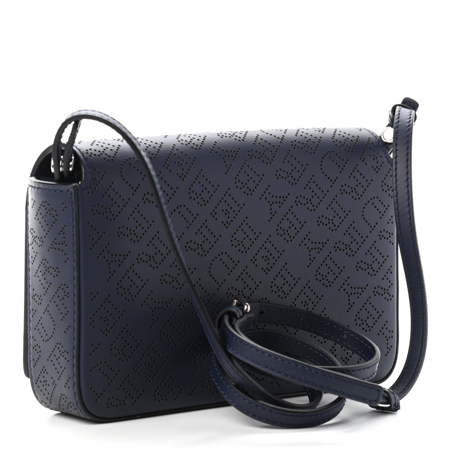 Calfskin Perforated Logo Hampshire Crossbody Navy