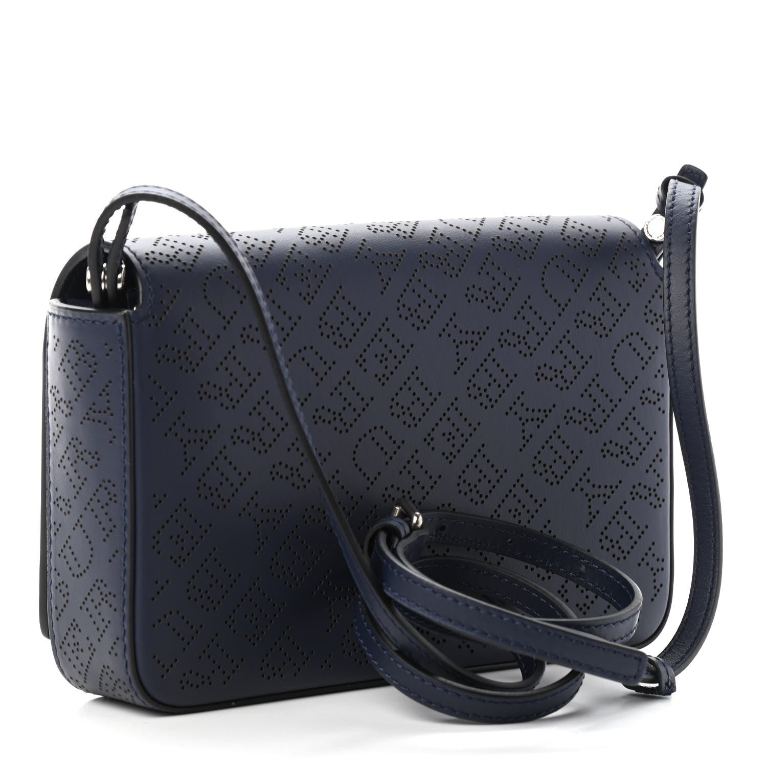Burberry Calfskin Perforated Logo Hampshire Crossbody Navy 3 of 9