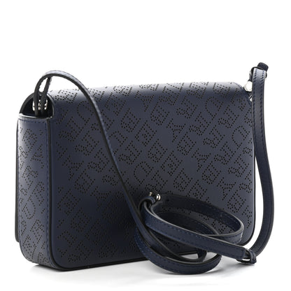 Burberry Calfskin Perforated Logo Hampshire Crossbody Navy 3 of 9