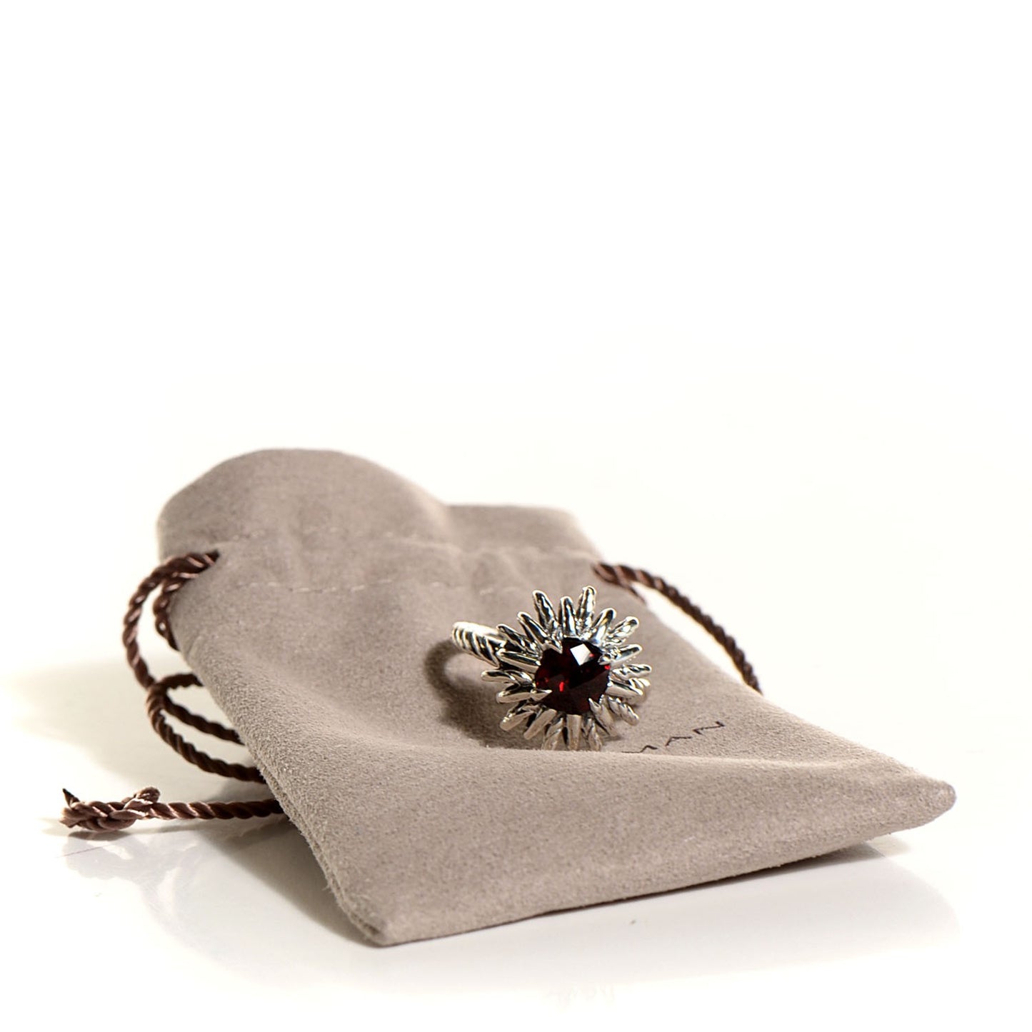 Sterling Silver Garnet Starburst Ring 7.5