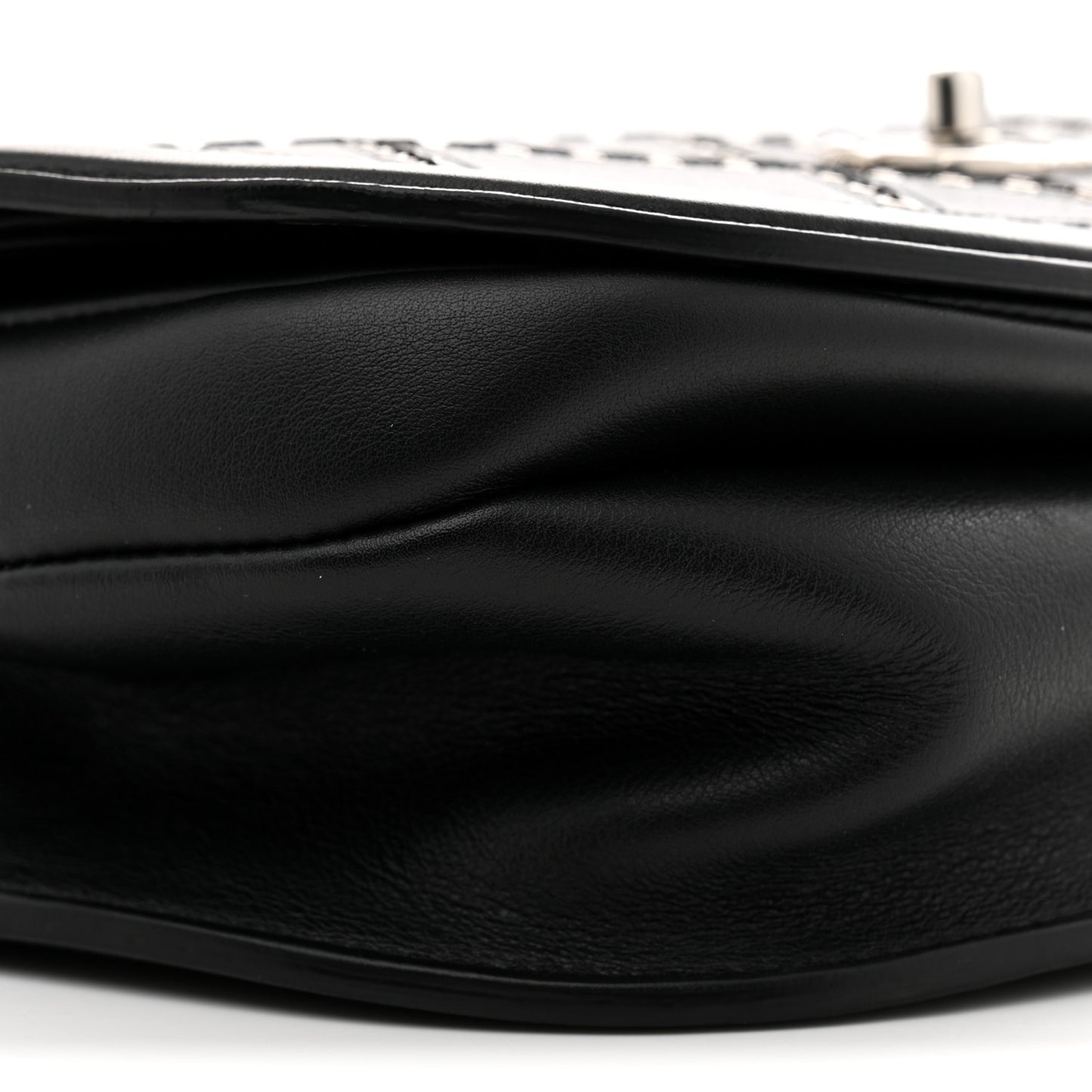 Calfskin Coco Eyelets Small Flap Bag Black