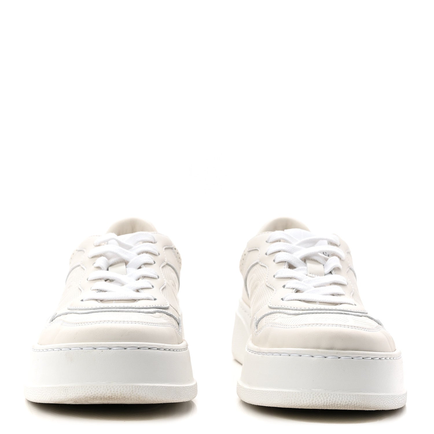 Gucci Calfskin GG Tennis Embossed Perforated Womens Platform 55mm Sneakers 39 Great White 2 of 9