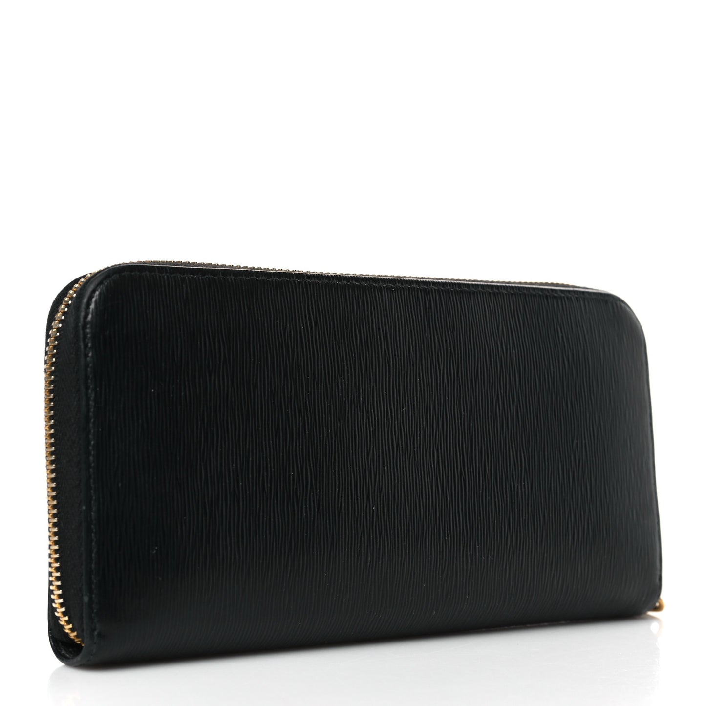 Vitello Move Bi-Color Zip Around Wallet Black Lacca