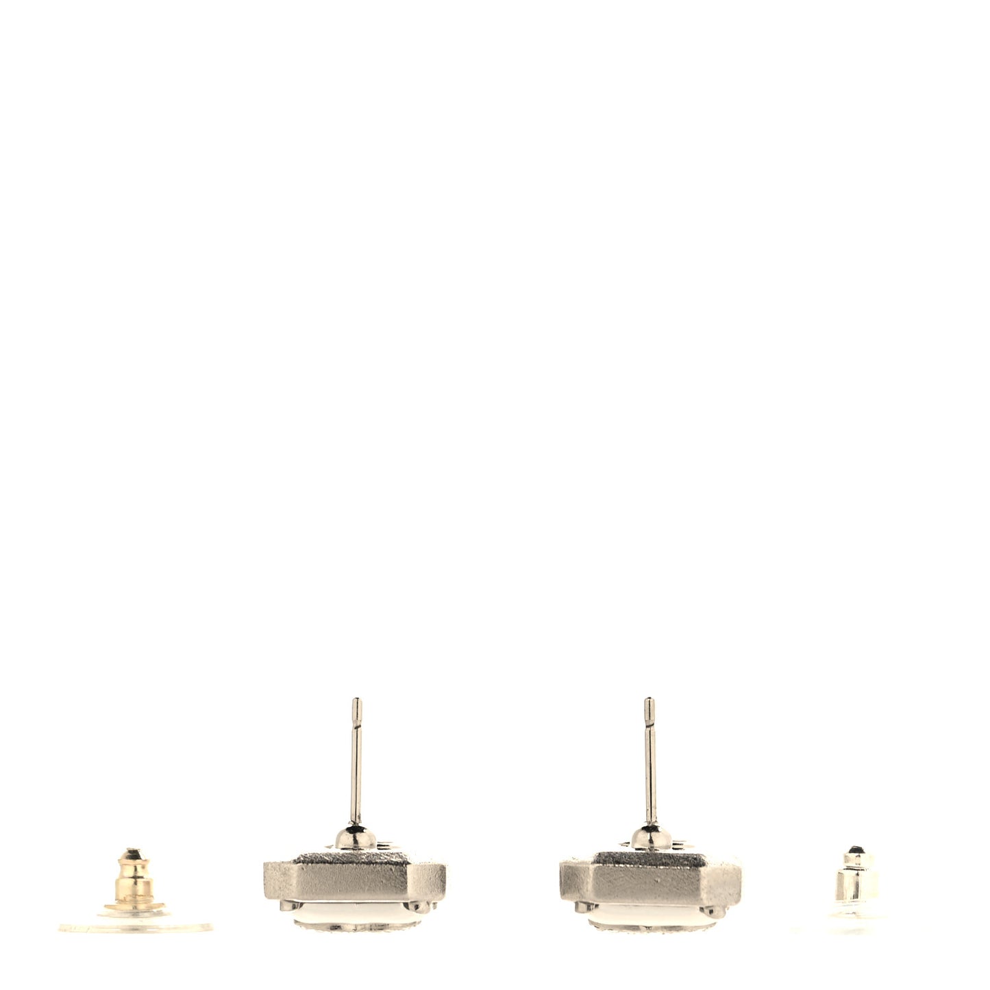 Pearl Crystal CC Square Earrings Silver