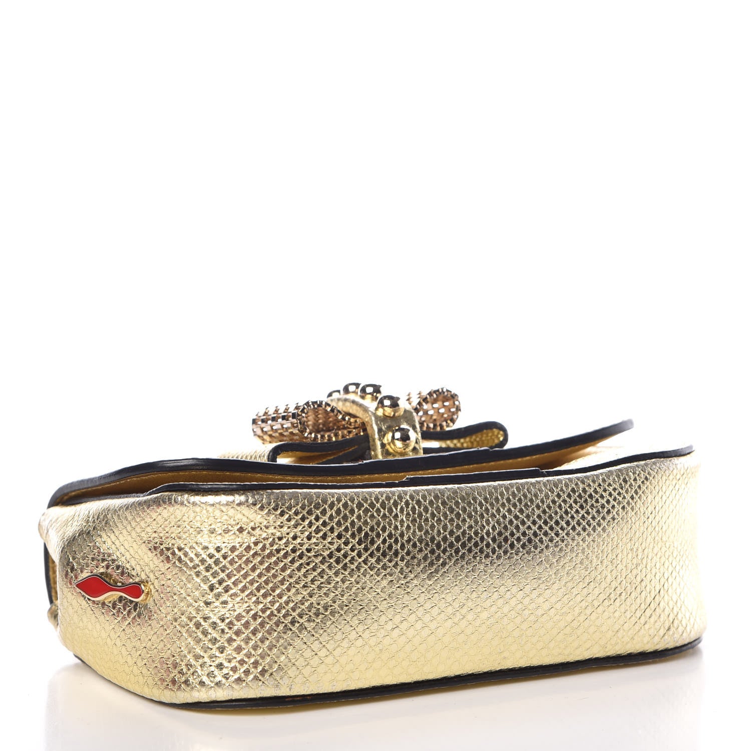 Christian Louboutin Metallic Waternsnake Mini Sweety Charity Crossbody Bag Gold 4 of 9