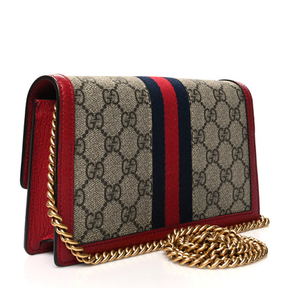 Gucci GG Supreme Monogram Web Queen Margaret Chain Wallet Red 3 of 10
