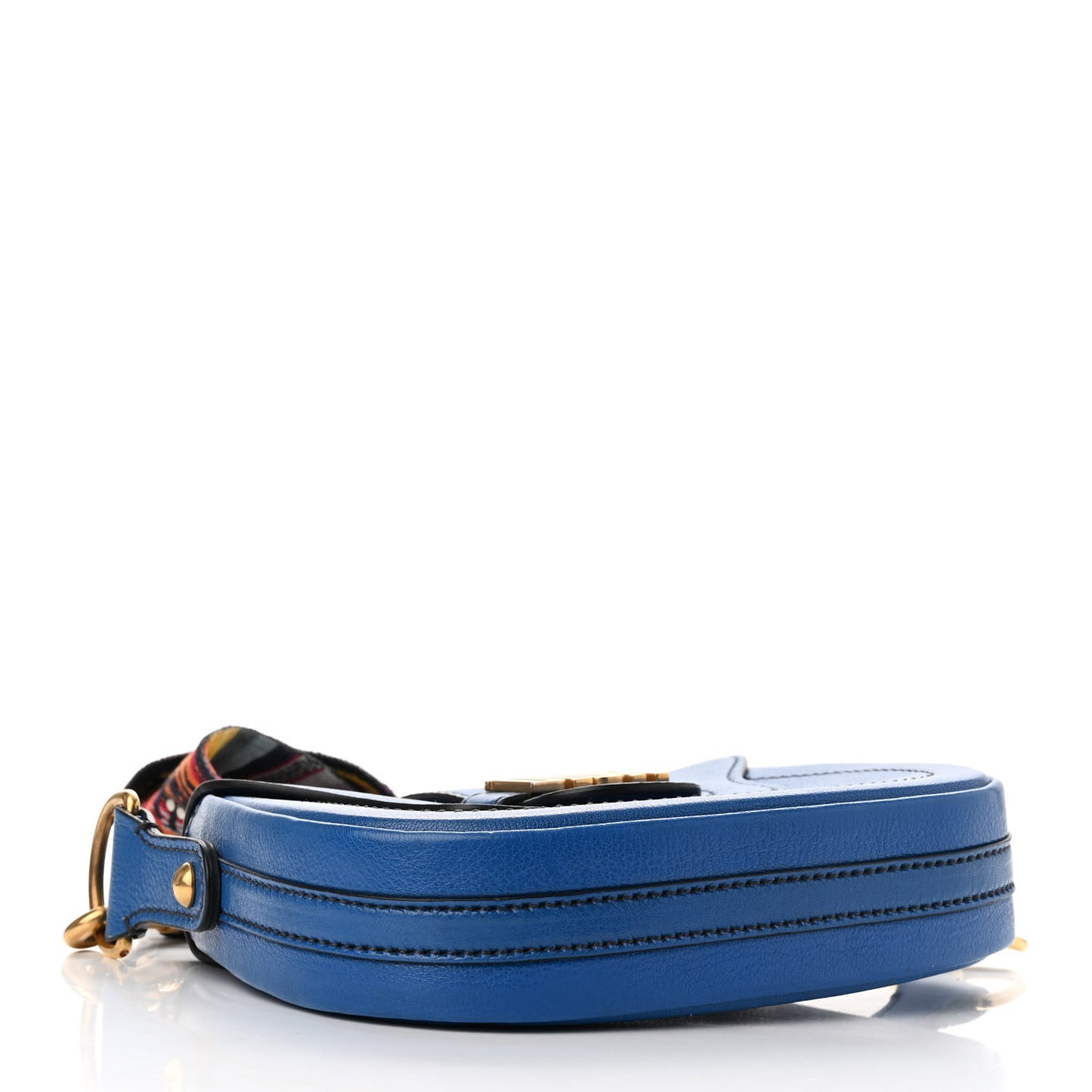 Calfskin D Fence Bohemian Saddle Bag Blue