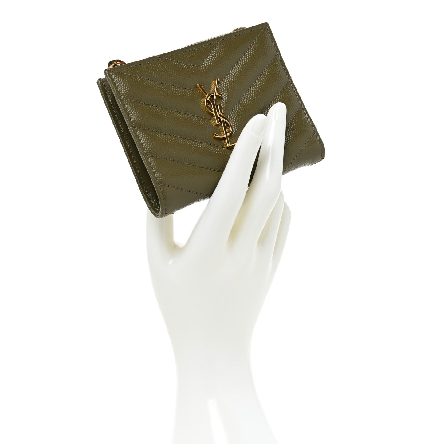 Grain De Poudre Matelasse Chevron Monogram Zipped Card Case