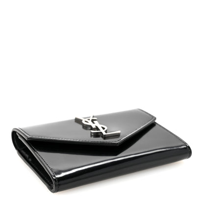 Saint Laurent Patent Calfskin Small Monogram Envelope Wallet Black 4 of 7