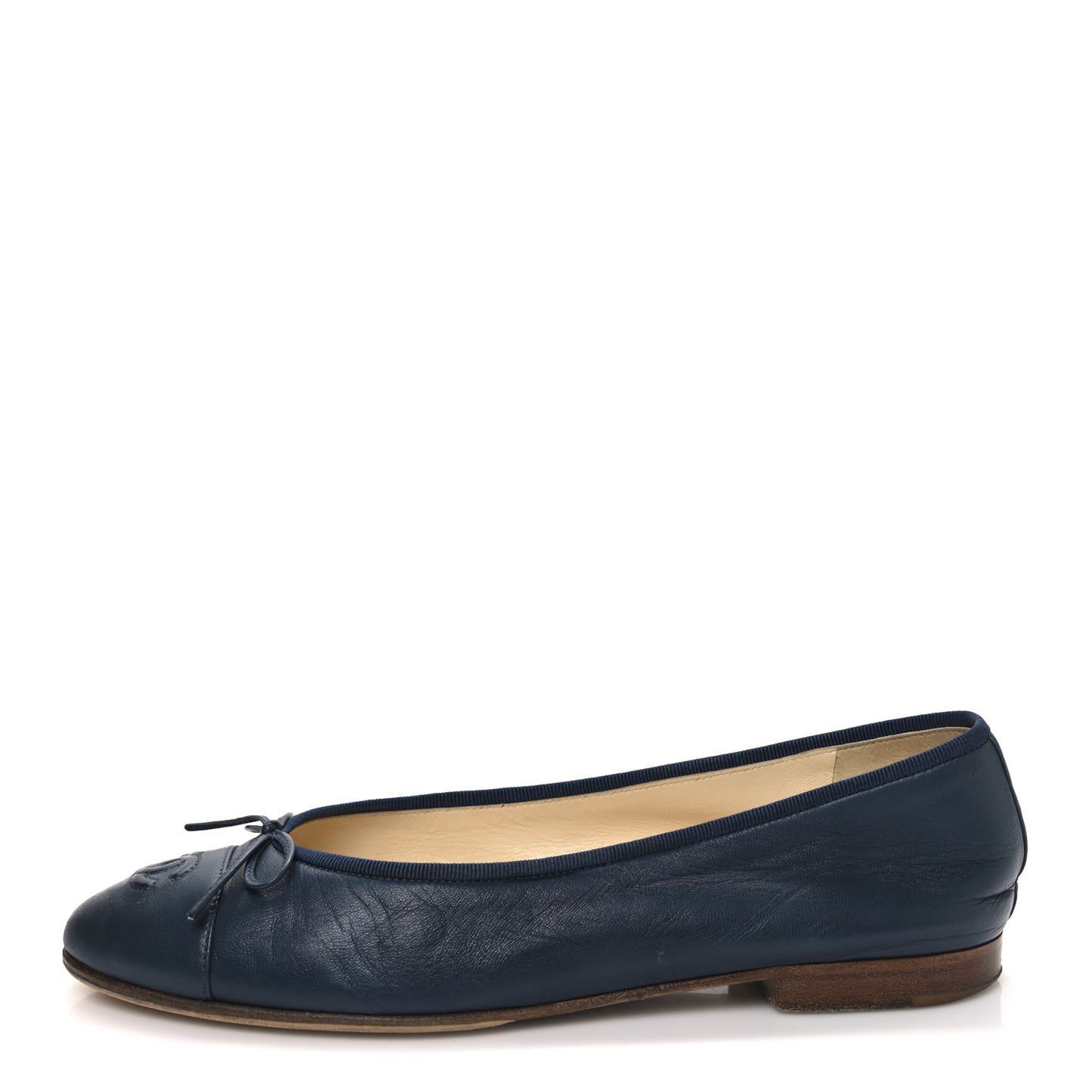 Lambskin CC Cap Toe Ballerina Flats 39 Blue