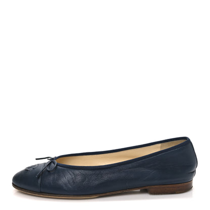 Chanel Lambskin CC Cap Toe Ballerina Flats 39 Blue 1 of 12