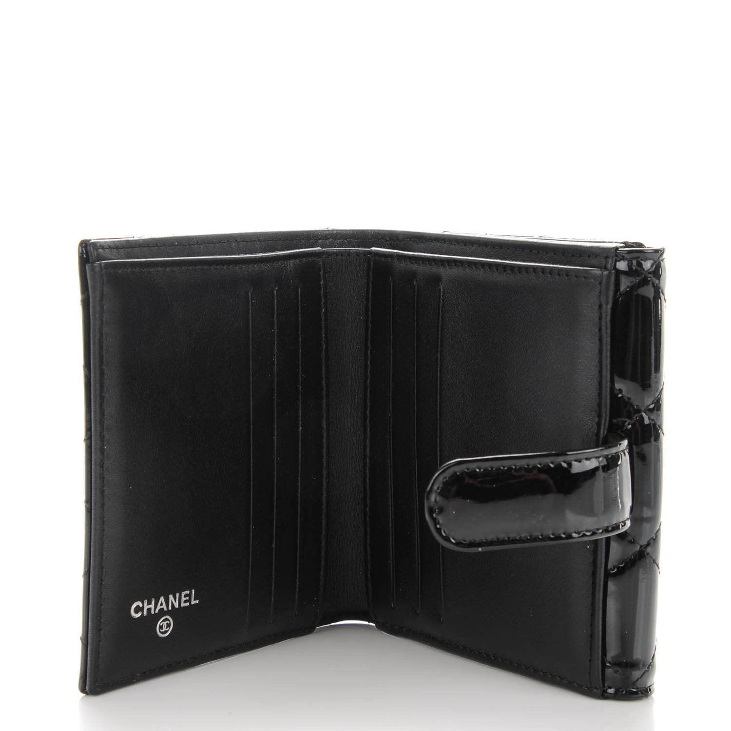 Chanel Patent Quilted Compact French Flap Wallet Black 5 of 7