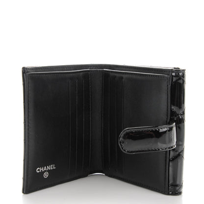 Chanel Patent Quilted Compact French Flap Wallet Black 5 of 7