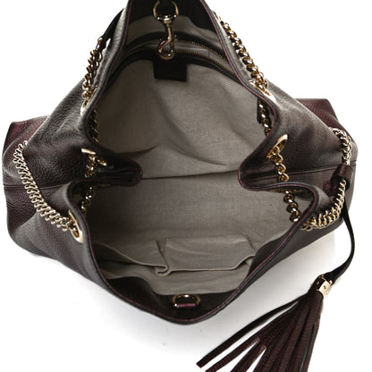 Gucci Metallic Cellarius Calfskin Medium Soho Chain Shoulder Bag Classic Burgundy 5 of 16