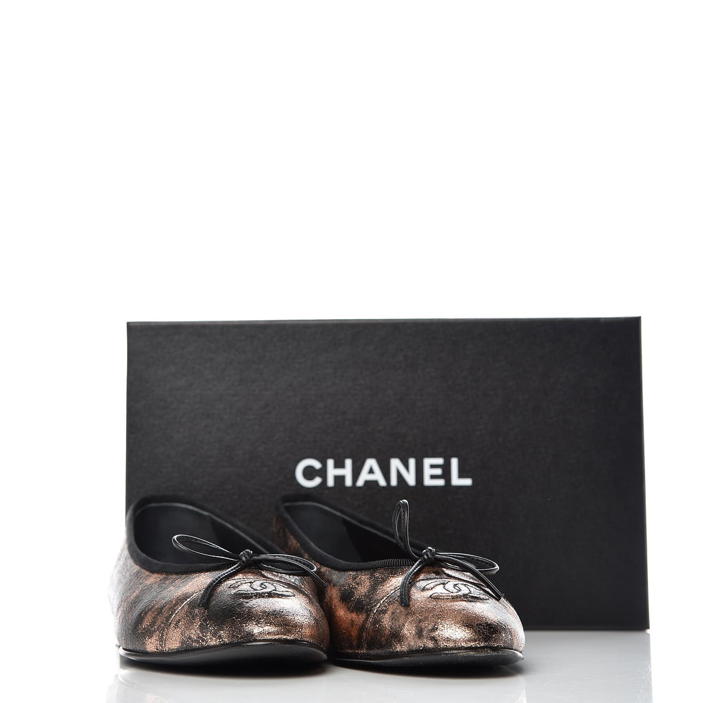Laminated Suede Goatskin Cap Toe CC Ballerina Flats 40.5 Bronze