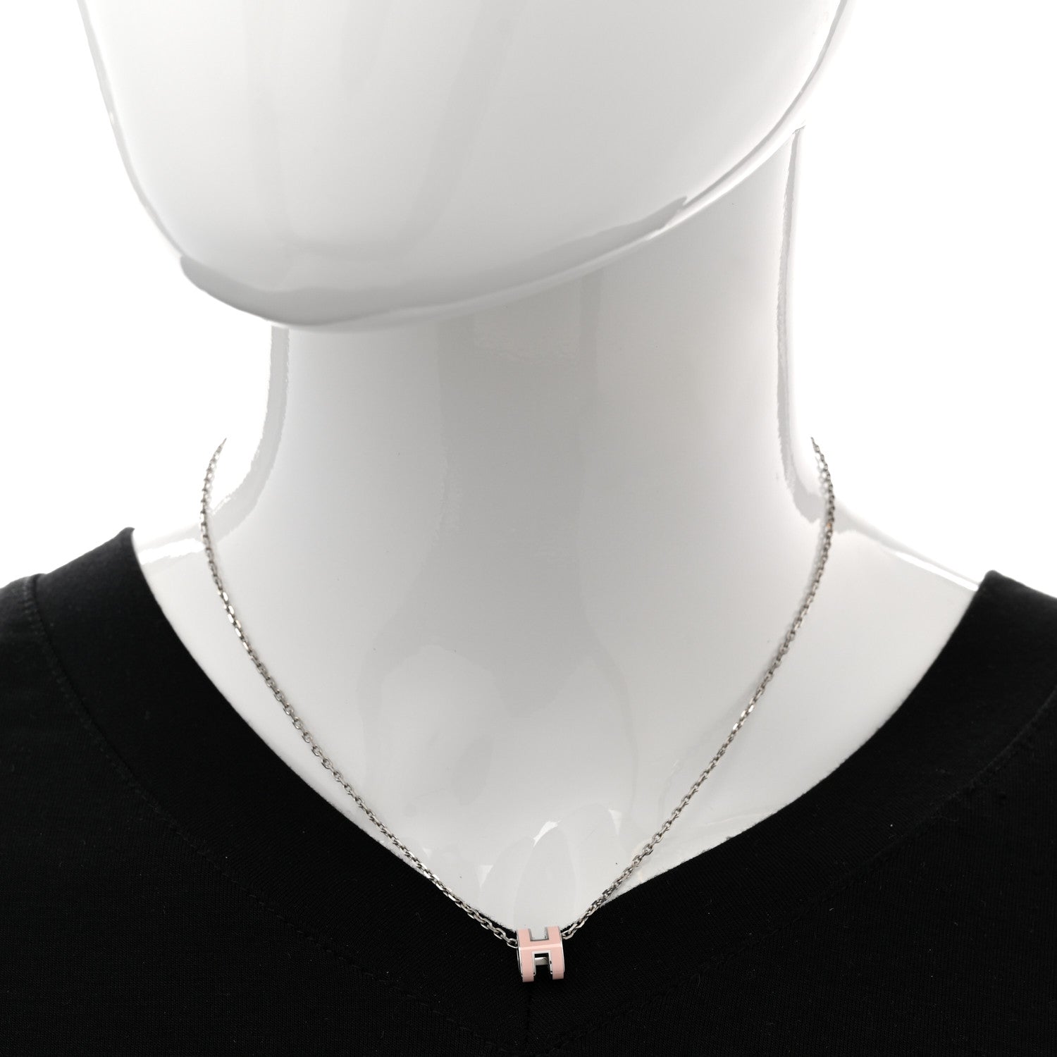 Hermes Palladium Mini Pop H Pendant Necklace Rose Dragee 2 of 8