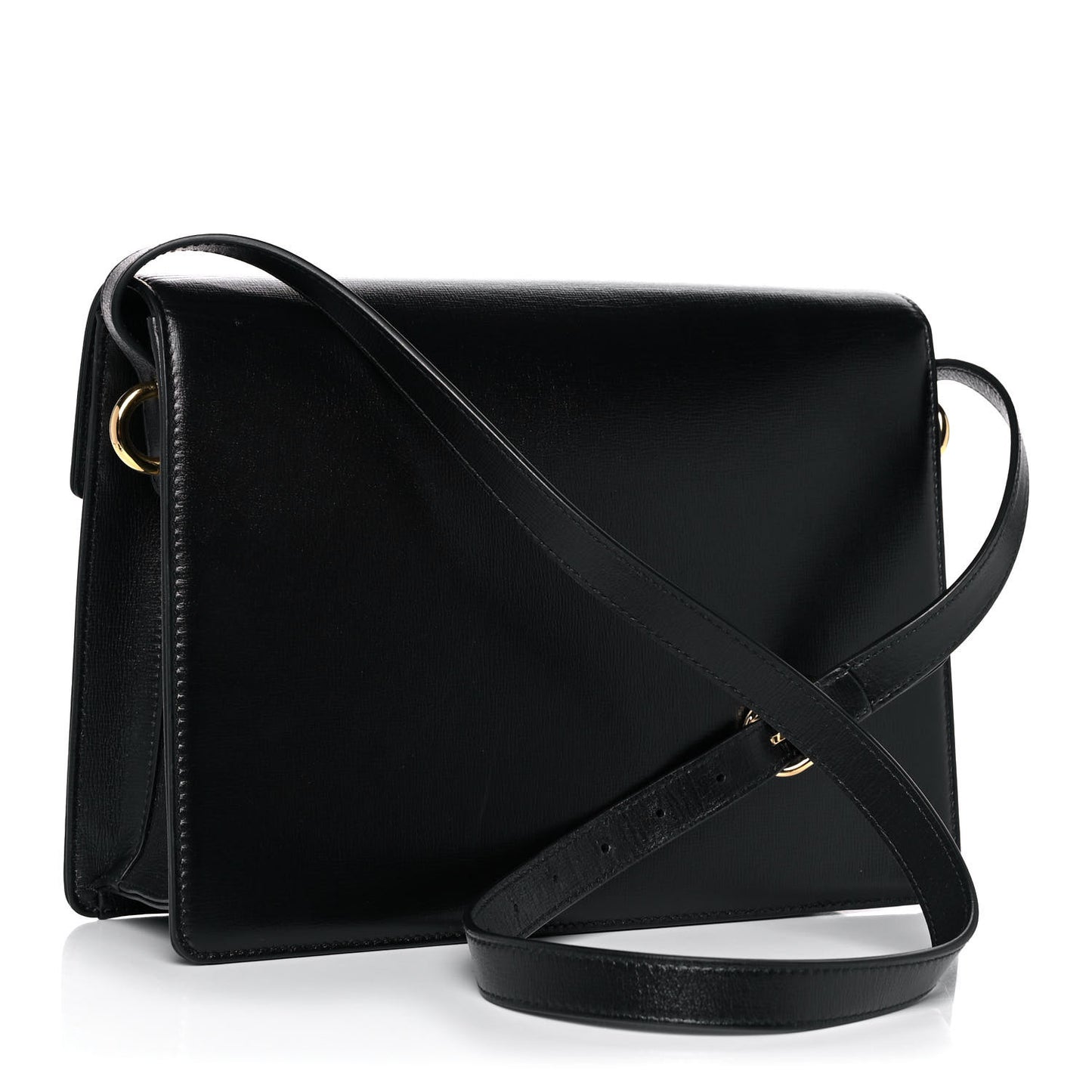 Textured Calfskin Medium Torchon GG Ring Shoulder Bag Black