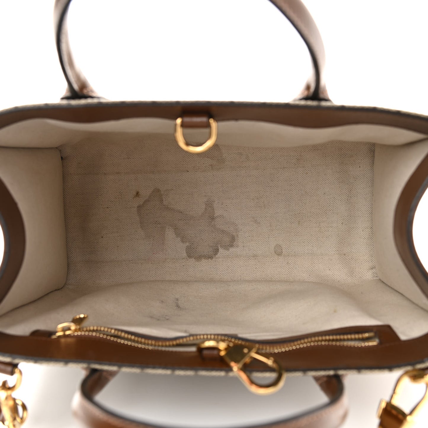 GG Supreme Monogram Azalea Calfskin Small Retro Interlocking G Tote Bag Beige Ebony Brown Sugar