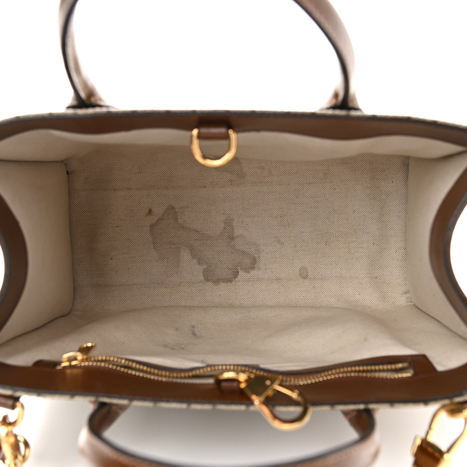 Gucci GG Supreme Monogram Azalea Calfskin Small Retro Interlocking G Tote Bag Beige Ebony Brown Sugar 5 of 16