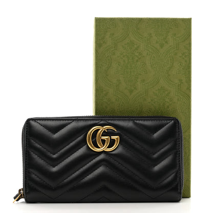 Gucci Calfskin Matelasse GG Marmont Zip Around Wallet Black 9 of 9