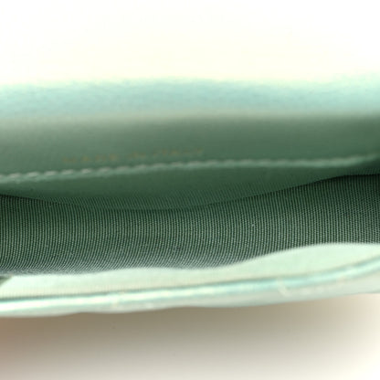 Chanel Iridescent Caviar Quilted Pearl On Top Coin Purse With Chain Light Green 5 of 7