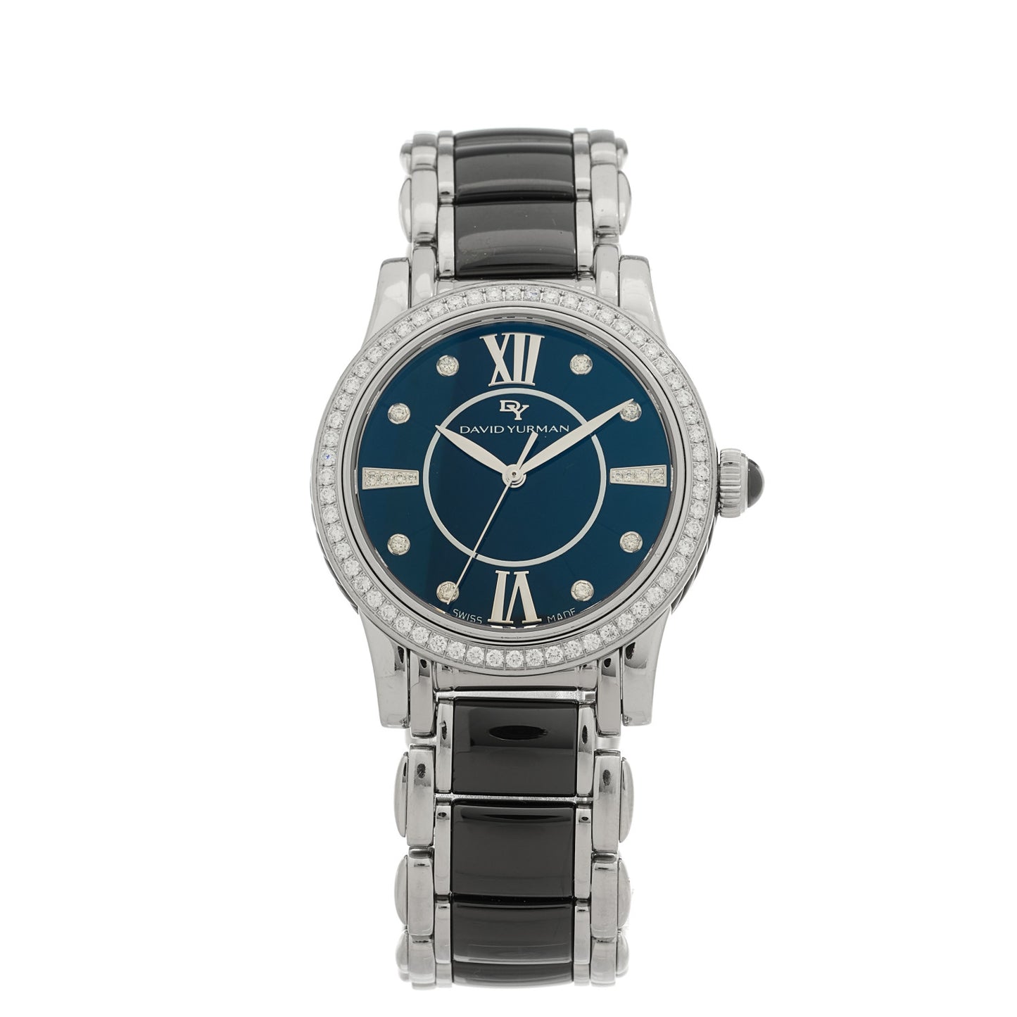 Stainless Steel Ceramic Diamond Bezel 38mm Classic Quartz Watch Black