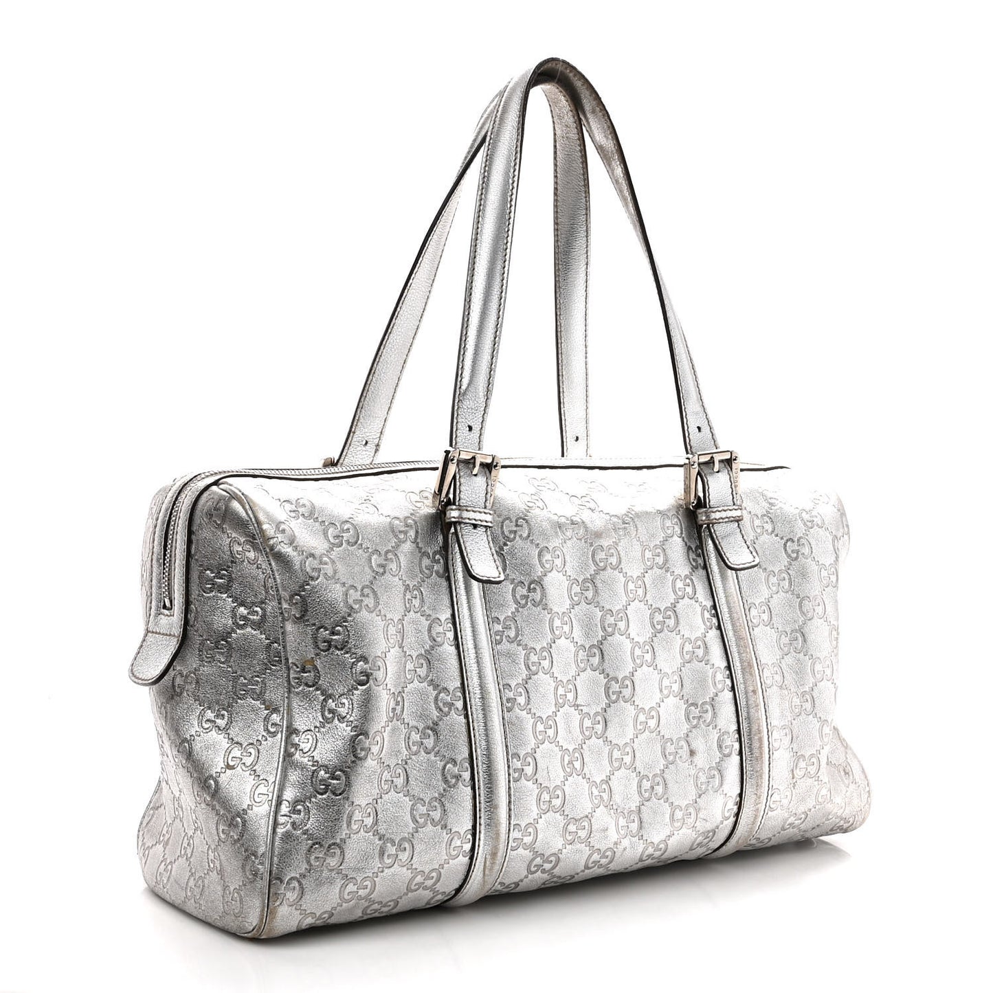 Metallic Guccissima Medium Britt Boston SIlver