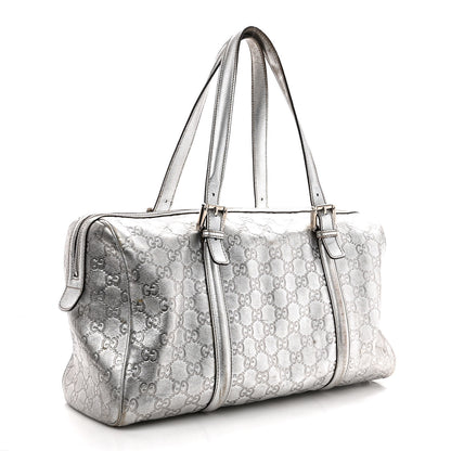 Gucci Metallic Guccissima Medium Britt Boston SIlver 3 of 14