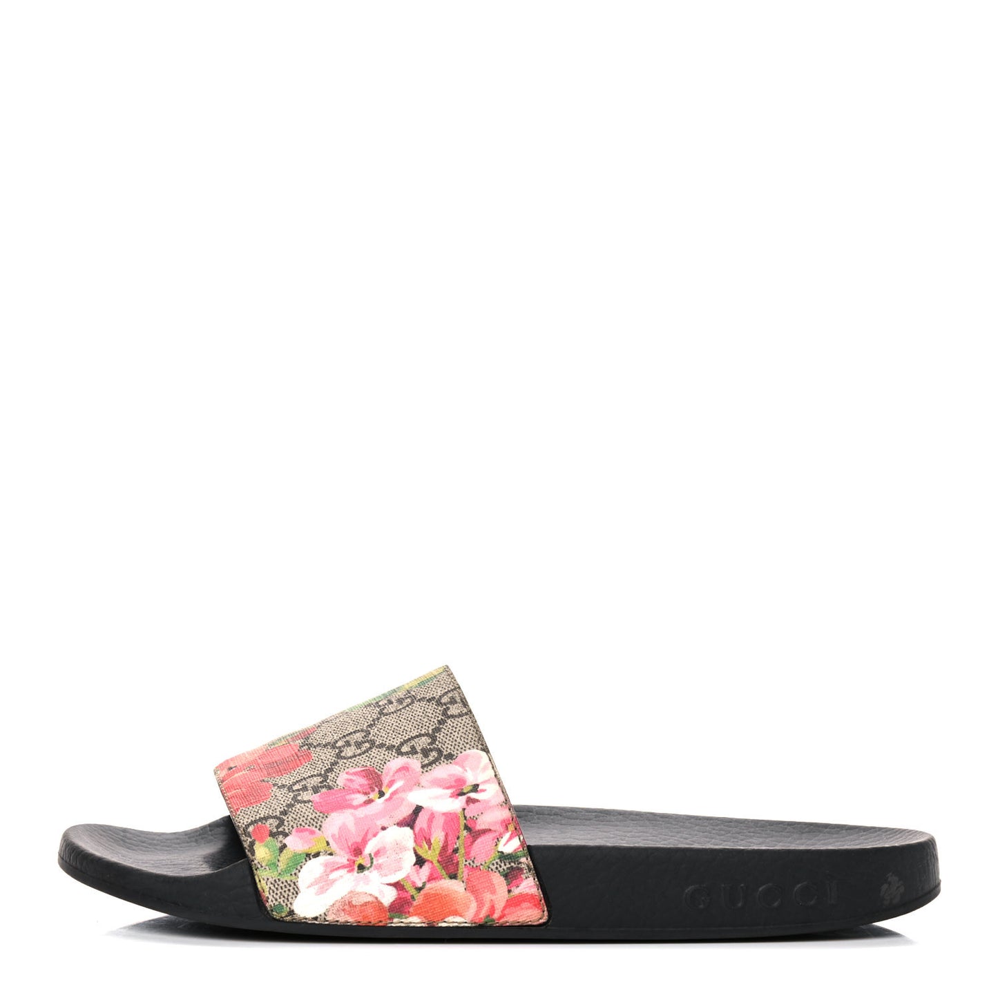 GG Supreme Monogram Blooms Slide Sandals 37 Beige Multicolor