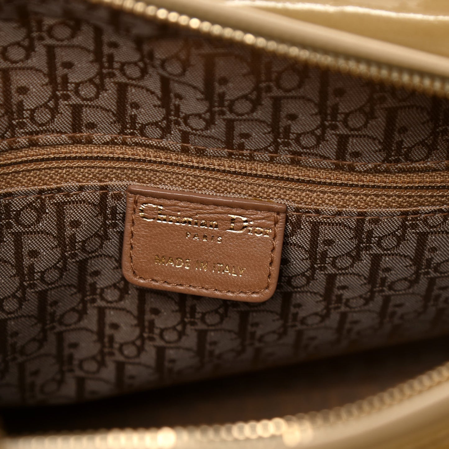 Patent Cannage Large Lady Dior Beige